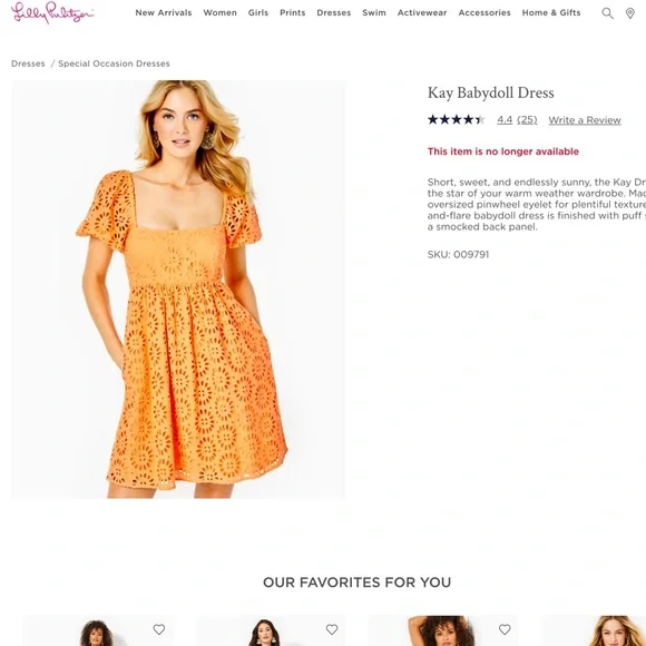 Precious orange Lilly Pulitzer baby doll dress size 10 - Picture 7 of 8